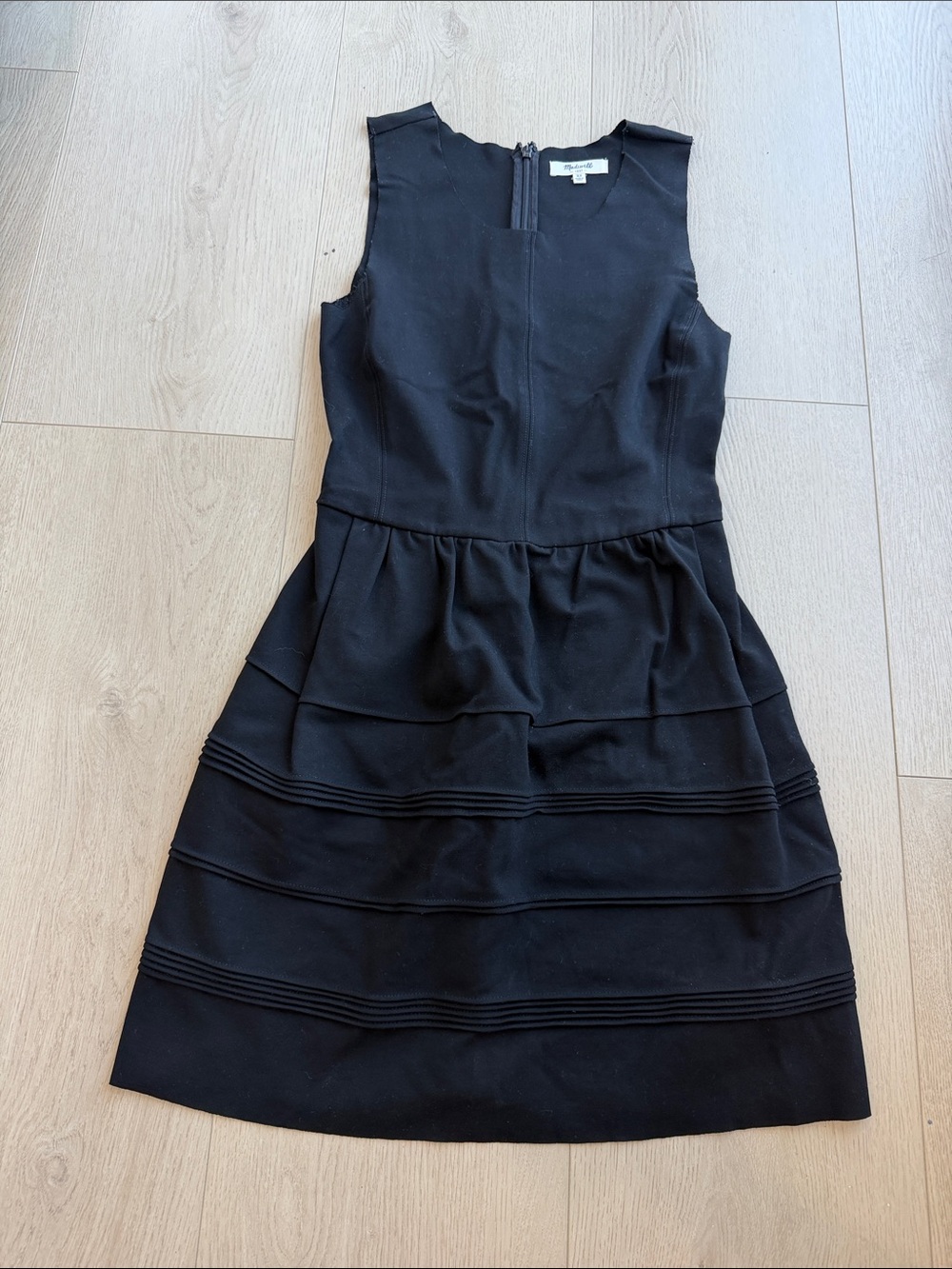 Madewell Black Sleeveless Tiered Mini Dress